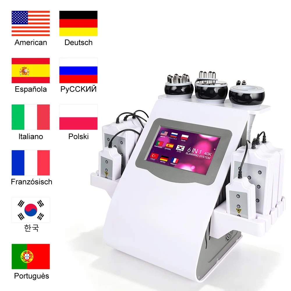 

Многофункциональный аппарат 6-в-1 для ухода за телом: ультразвуковая кавитация 40K и RF-лифтинг для разглаживания, тонизирования и подтяжки кожи. Оборудование для домашнего салона красоты.