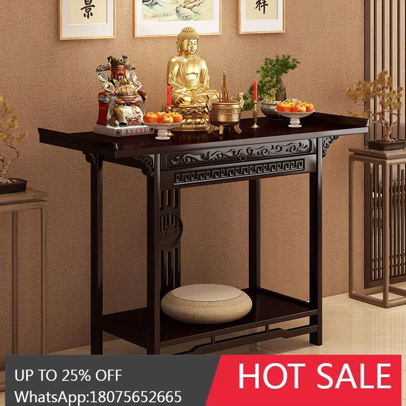 

HLZ Altar Incense Home Use Offering Table New Chinese Style Strip Table Worship God Cabinet Altar Entrance Table