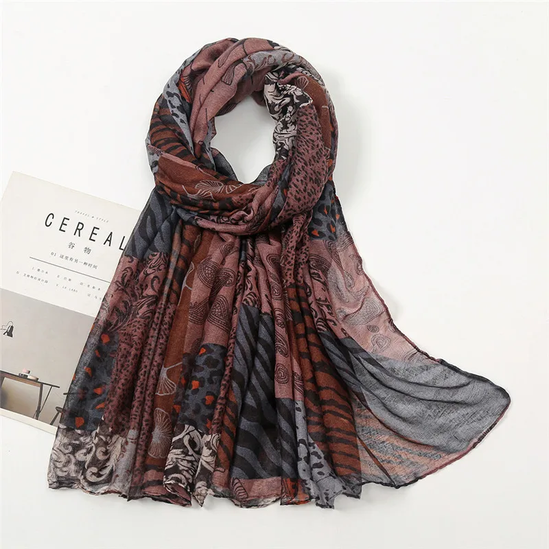 

Autumn Fashion Aztec Retro Floral Patchwork Viscose Shawl Scarf Lady Print Soft Voile Wrap Pashmina Stole Muslim Hijab 180*85Cm