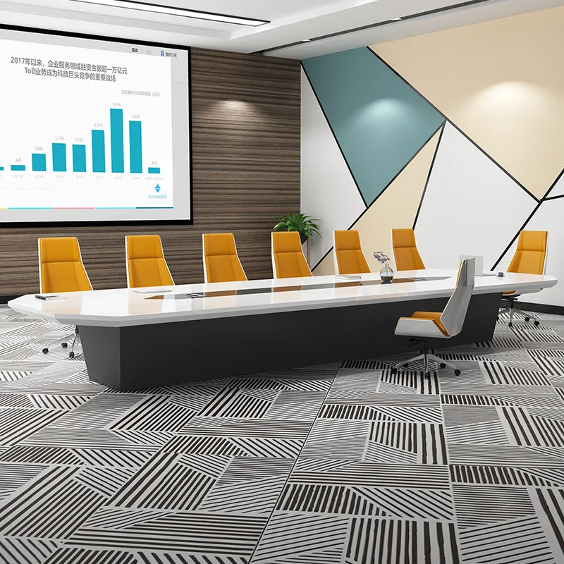 White paint conference table conference room training strip table negotiation