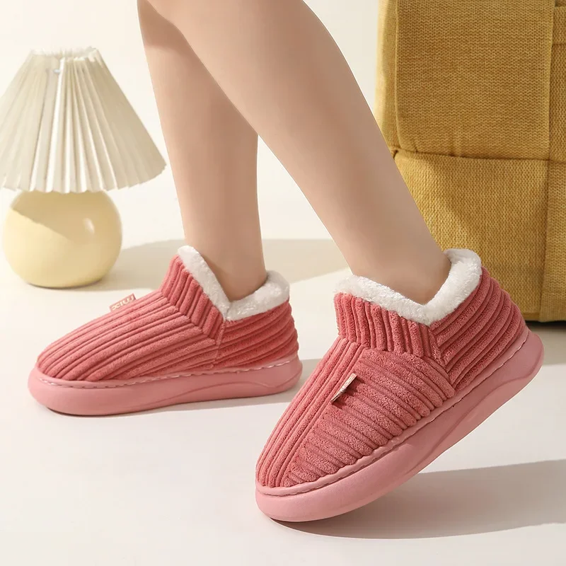 2024 new cotton women's winter couples home thick-soled warm indoor non-slip postpartum confinement cotton shoes 6974