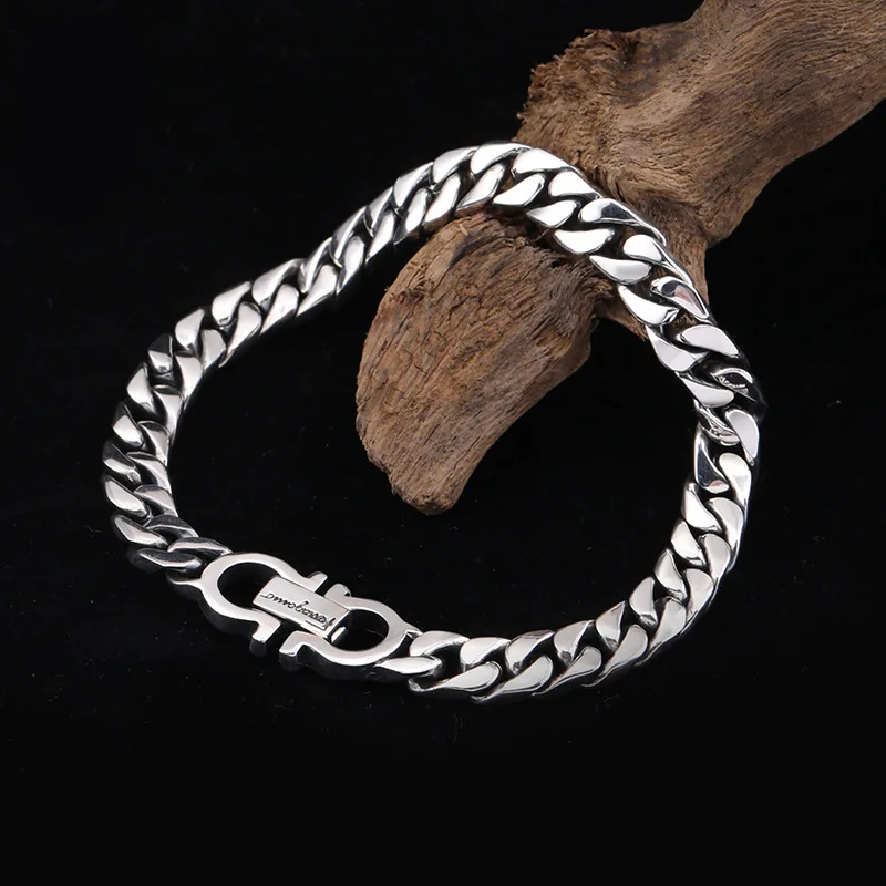 

925 sterling silver trendy brand bracelet for men, trendy Thai silver, European and American personalized silver bracelet for wo