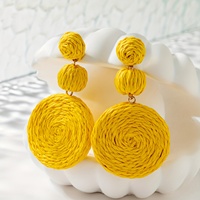 A Pair of Bohemian Woven Round Lafite Beach Vacation Earrings, Daily Fashion Earring Decoration, Women's Fashion Accessories