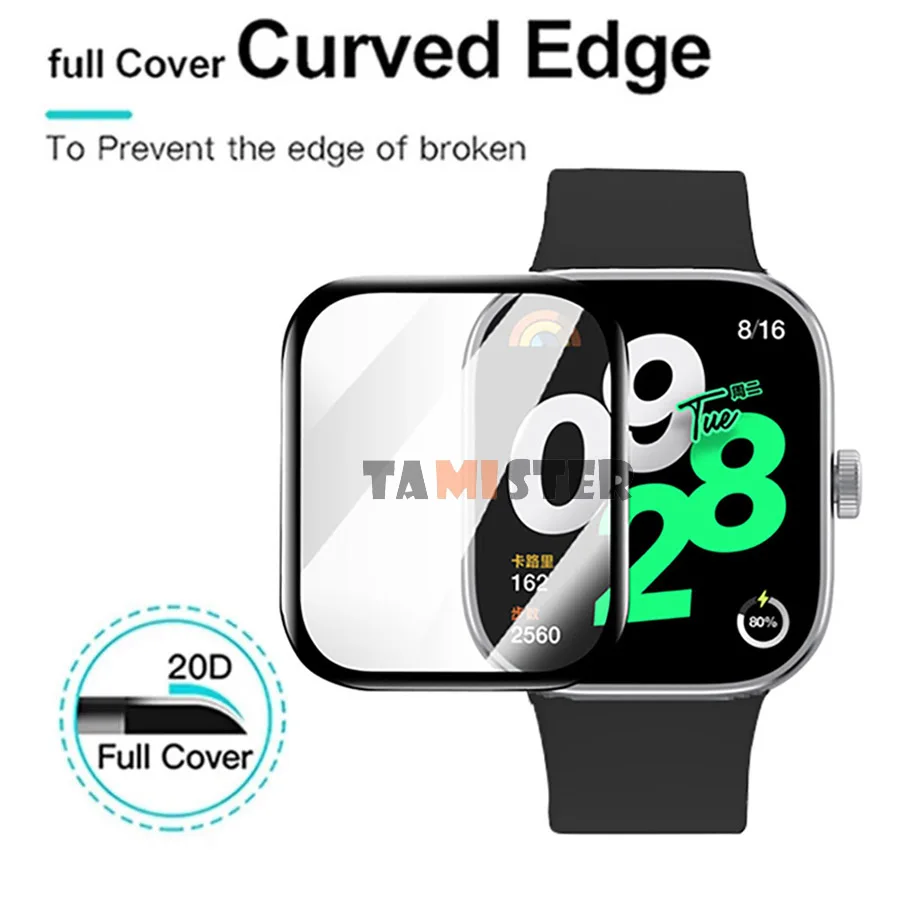 Soft Fibre Glass Protective Film For Xiaomi Redmi Watch 4 Smart Watch Full Cover Screen Protector For Redmi Watch 4 Accessories