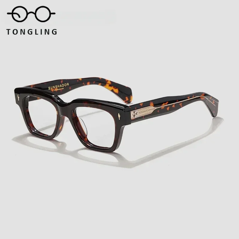 

Hand-made tortoiseshell vintage optical glasses Men acetate frames SFELLINI designer can be fitted with mirrors engraved LOGO