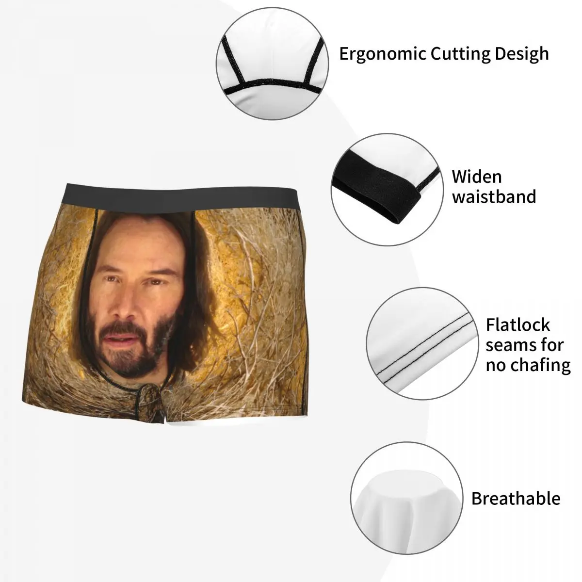 Custom Male Fashion Keanu Reeves Underwear Famous Actor John Wick Boxer Briefs Soft Shorts Panties Underpants