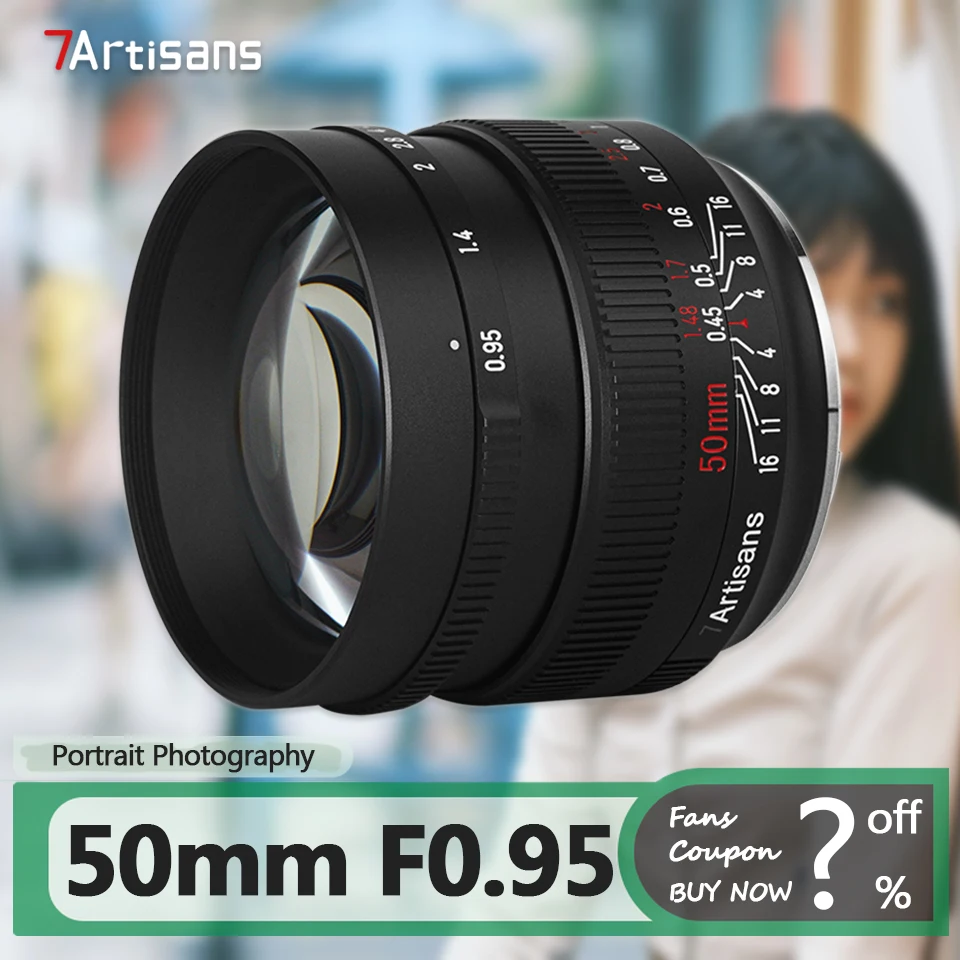 

7artisans 50mm F0.95 APS-C Frame Large Aperture Camera Lens for Potrait Photography with Sony E Nikon Z Fujifilm XF M M43 Mount