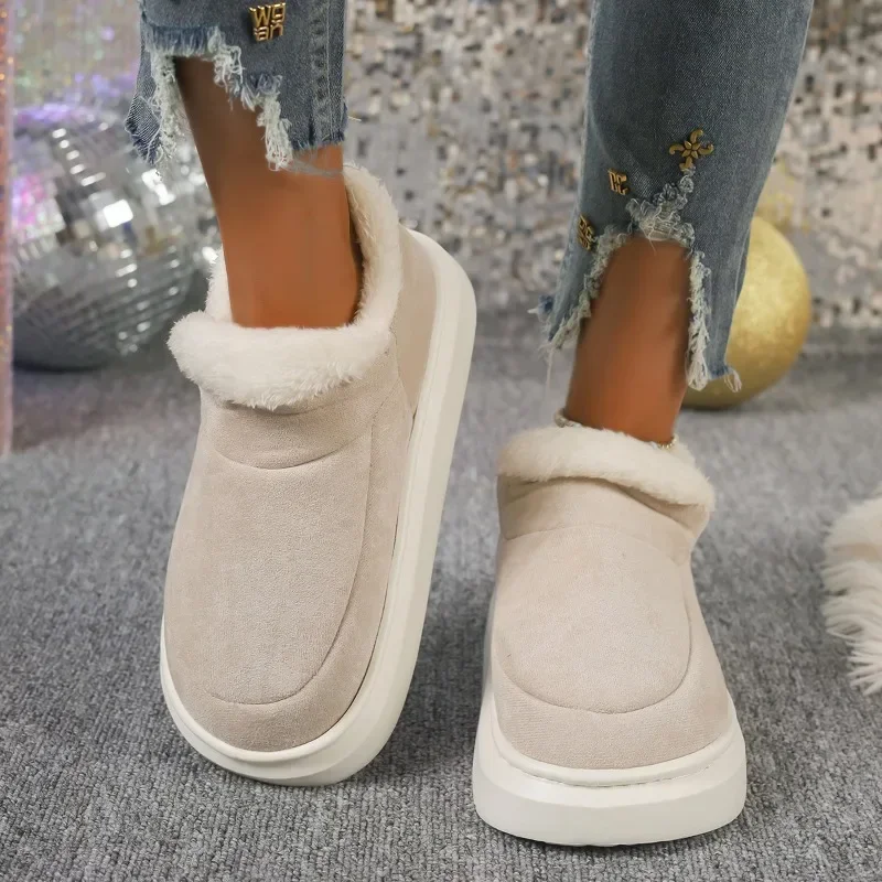 Ladies Shoes 2024 High Quality Slip-on Women\'s Boots Fashion Round Toe Daily Boots Women New Plus Size Short Plush Snow Boots