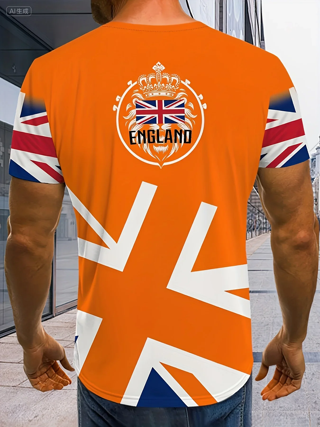 تي شيرت رجالي بعلم الاتحاد البريطاني - تي شيرت إنجلترا الأسد والتاج جرافيك صيفي كاجوال بأكمام قصيرة تي شيرت كبير الحجم #6