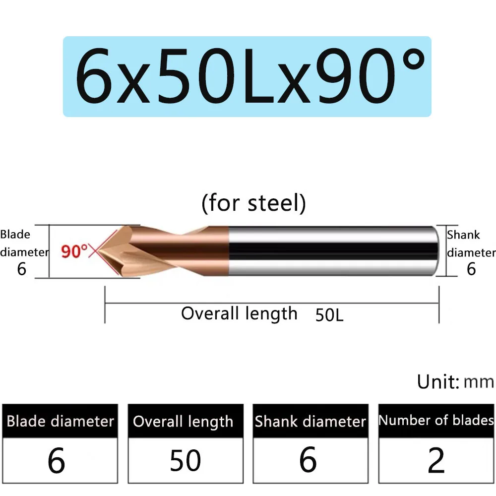 

HRC60 Spot Drill Bit 90 Degree 1/6.5-20 CNC Chamfering Drilling Guide Tool Tungsten Steel Location Centering Spot drilling Drill