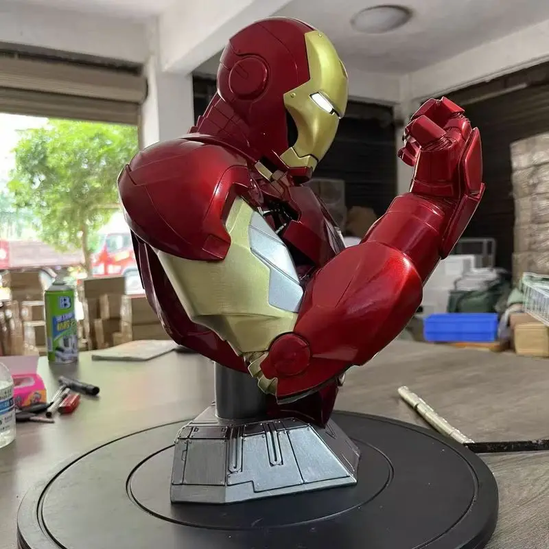Iron Man actiefiguurmodel - Marvel verzamelspeelgoed halflang standbeeld borstportret voor fans van actiefiguren