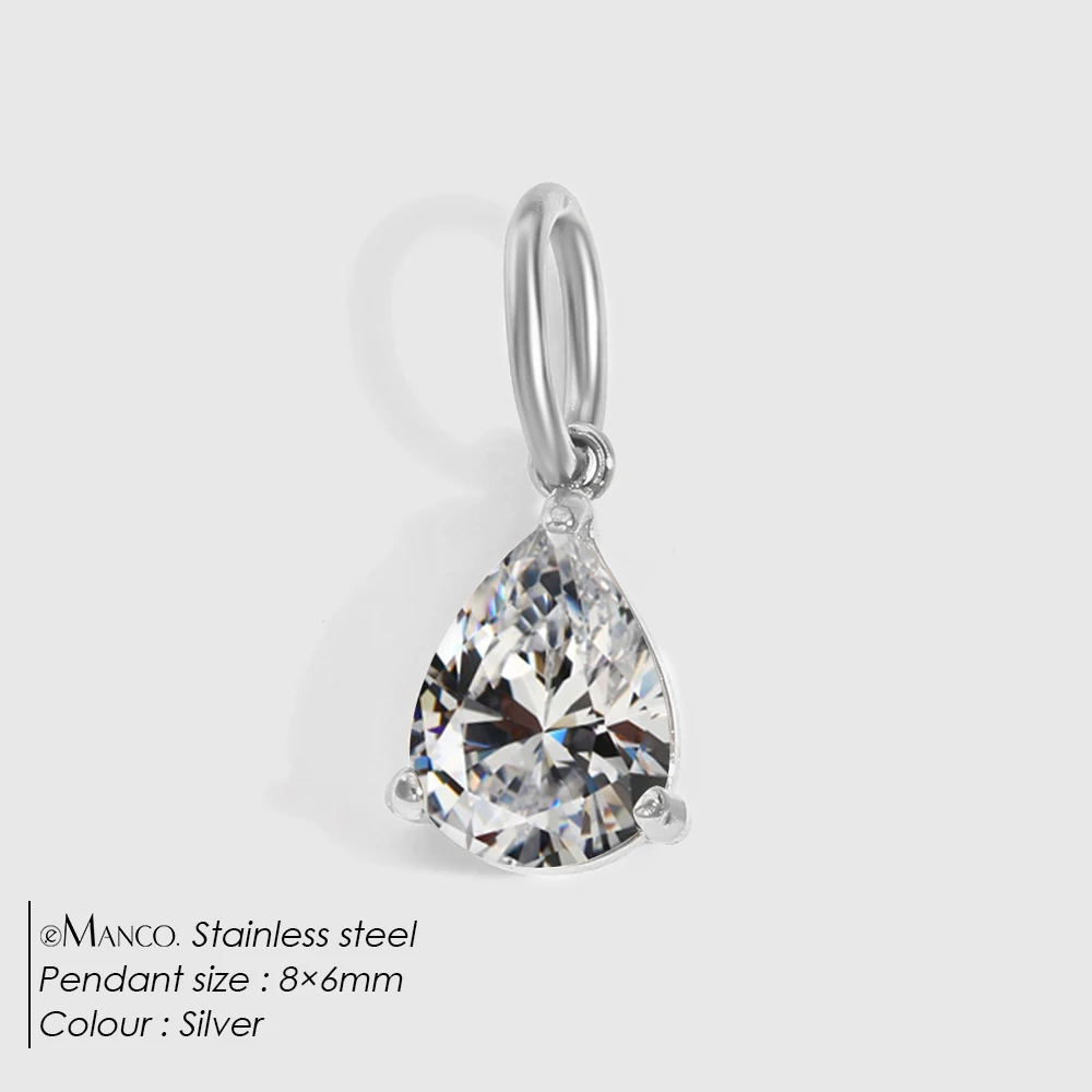 EMANCO Zircon Small Rectangle Pendant Charm for DIY Jewellery