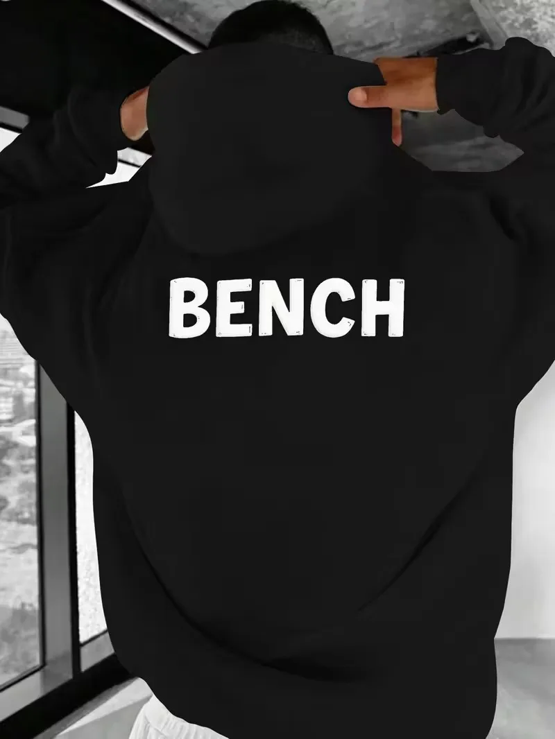 

Men's loose-fitting hooded sweatshirt, black street style pullover, American casual hooded shirt, suitable for Christmas gifts