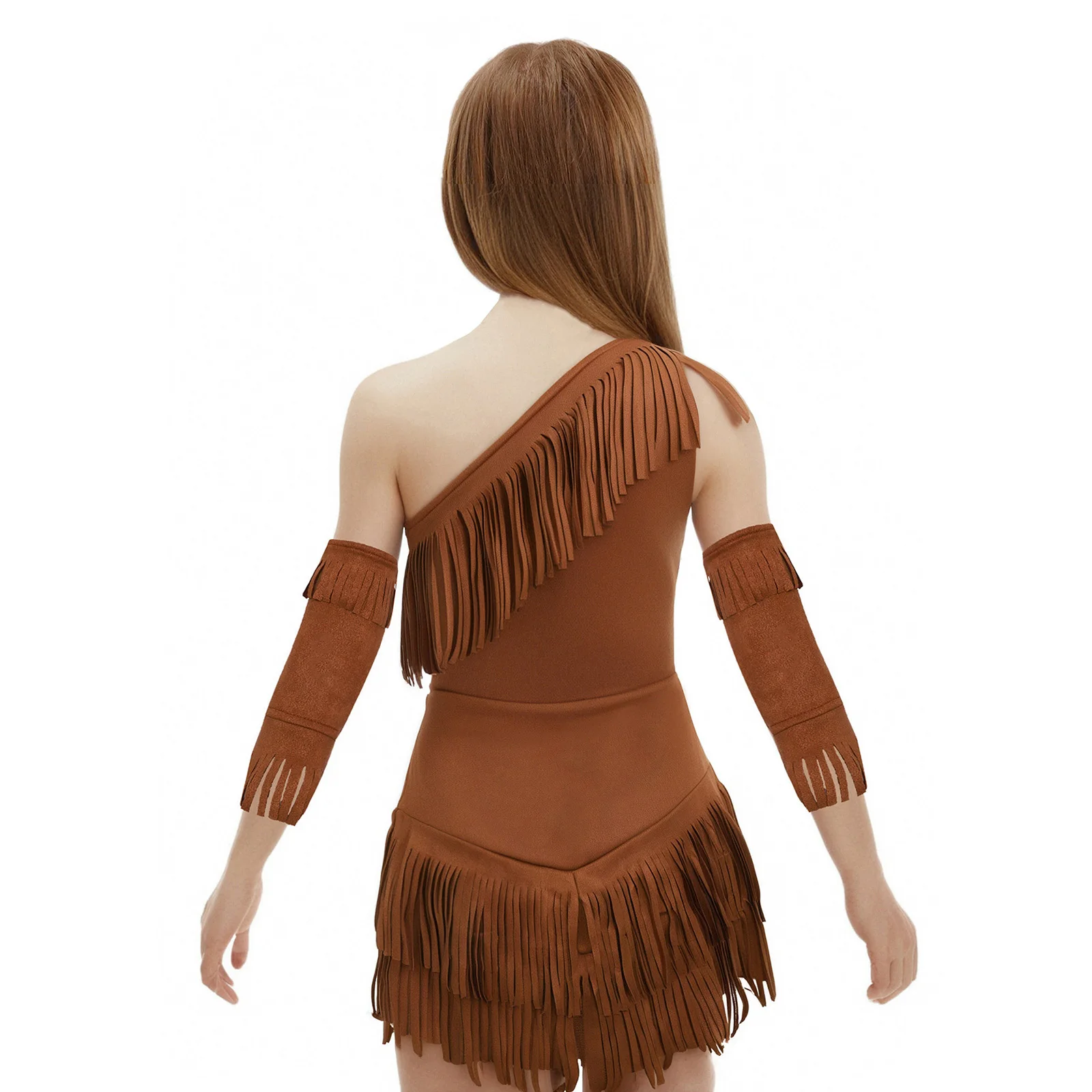 Vintage Western Cowgirl Cosplay Kostuum Halloween Thema Feestoutfits Fringe Suède Jurk met Kwastje Mouwen Jurk