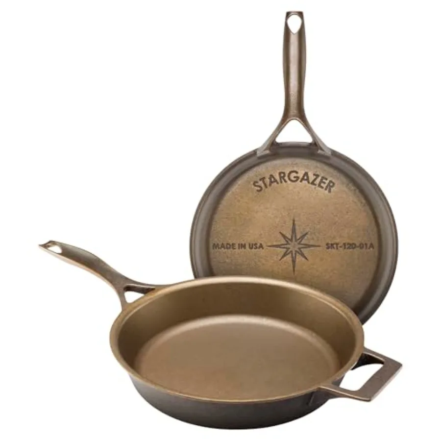 

Cast Iron Skillet Made in USA, Seasoned, Premium Frying Pan for Grilling, Searing, Baking and More Durable Cast Iron with Smoot