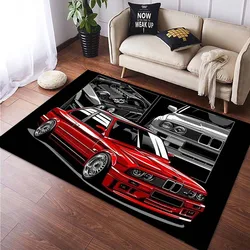 15 Sizes Classical Racing Car Pattern Art Rug for Bedroom Living Room Cool Old Car Floor Mats Home Decor Non-Slip Floor Pad Rugs