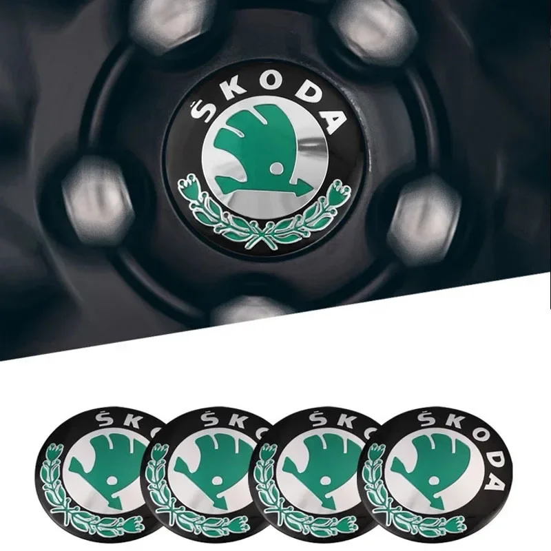 4pcs 56mm Car wheel hub cover badge stickers For Skoda Octavia MK2 MK1 2 3 A5 A7 A8 Fabia Karoq Superb Rapid Kamiq Scala