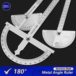 Goniometro da 180 gradi in acciaio inossidabile Righello angolare in metallo Misuratore professionale Righello Calibro Finder Goniometro Strumento trasportatore