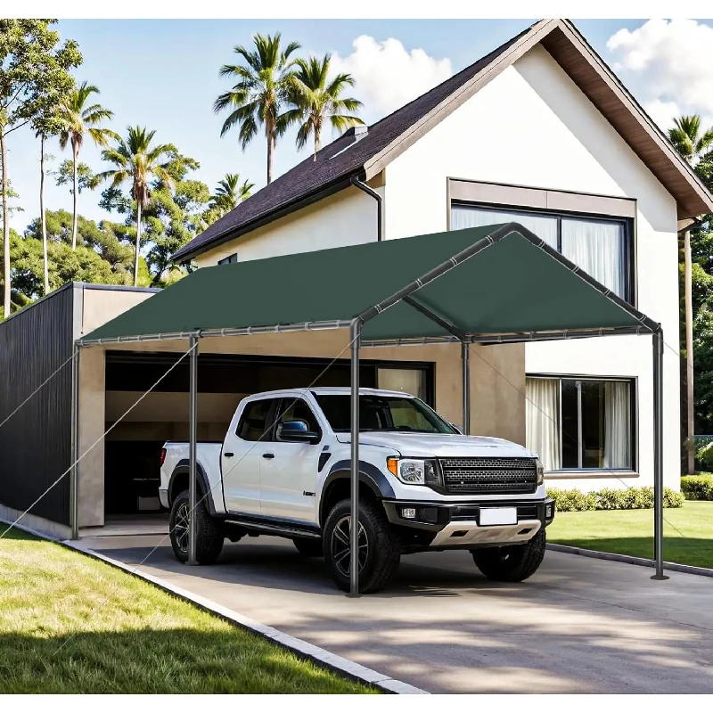 

10x20ft Heavy Duty Steel Frame Carport Portable Garage Canopy With Side Storage Shed Vehicle