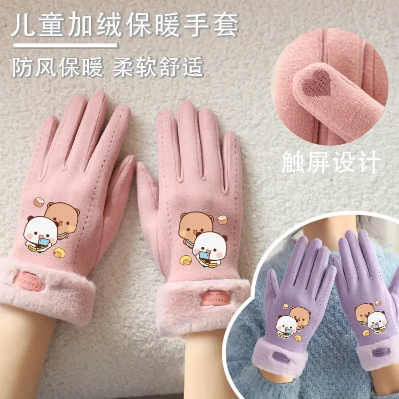 

2025 New Panda Bubu And Yier Cartoon Series Warm Gloves Cute Pattern Bubu And Dudu Cartoon Panda Outdoor Cycling Warm Gloves