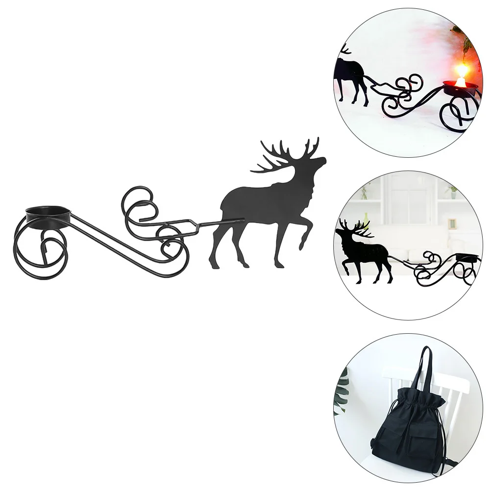 

1Set Christmas Elk Candlestick Iron Holder Decor for Holiday Home Decoration Romantic Atmosphere Christmas Supplies