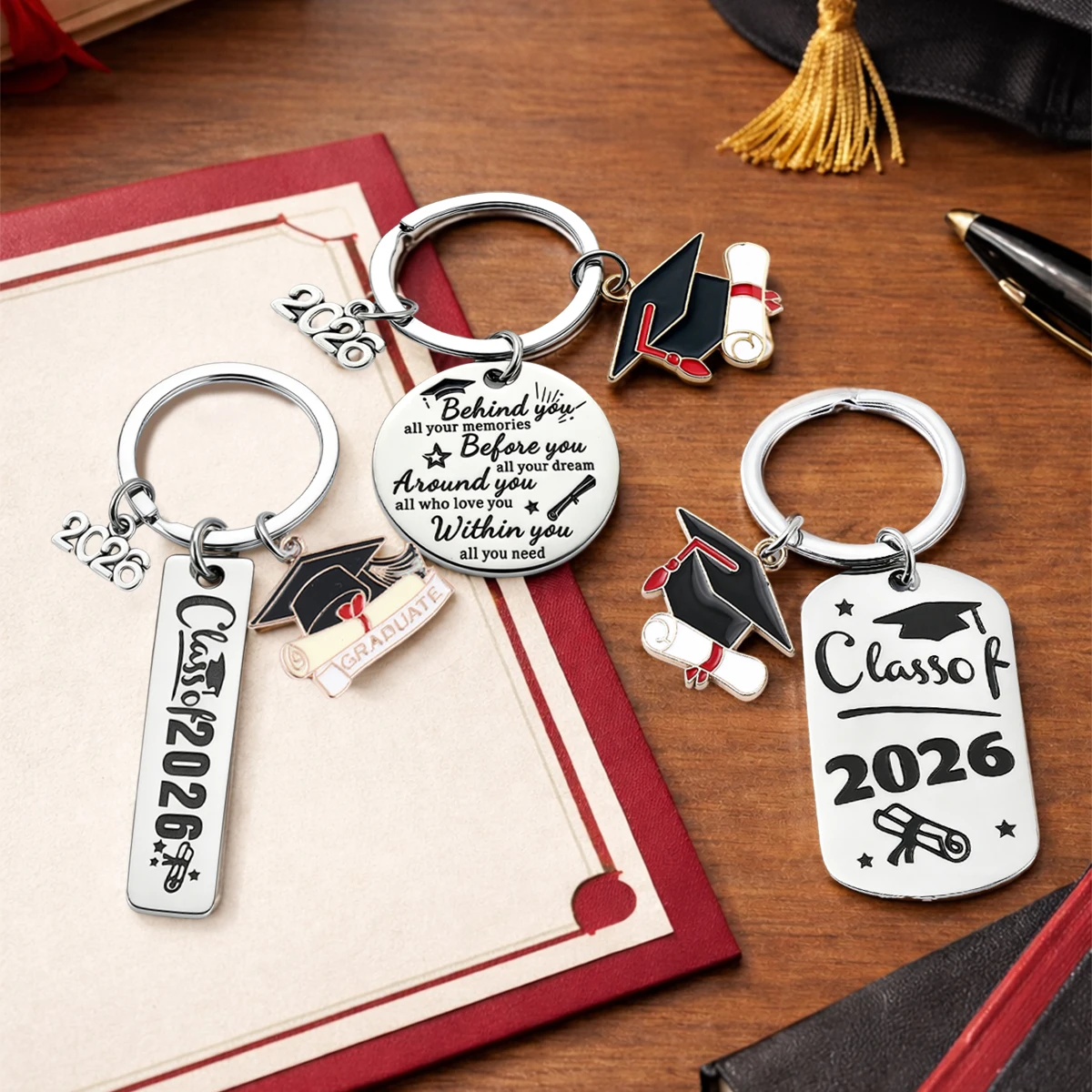 Graduation Season Metal Keychains Congrats Grad Party Decor Class of 2026 Souvenir Gifts Graduated Celebration Party Supplies