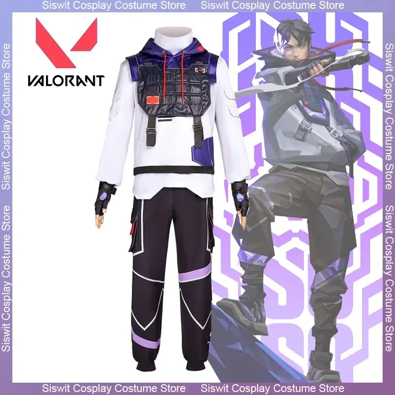 

Iso Cosplay Costume Game Valorant Combat Uniform Hooded Sweatshirt Pants Top Full Set Anime Carnival Party Dress Up Men Outfits