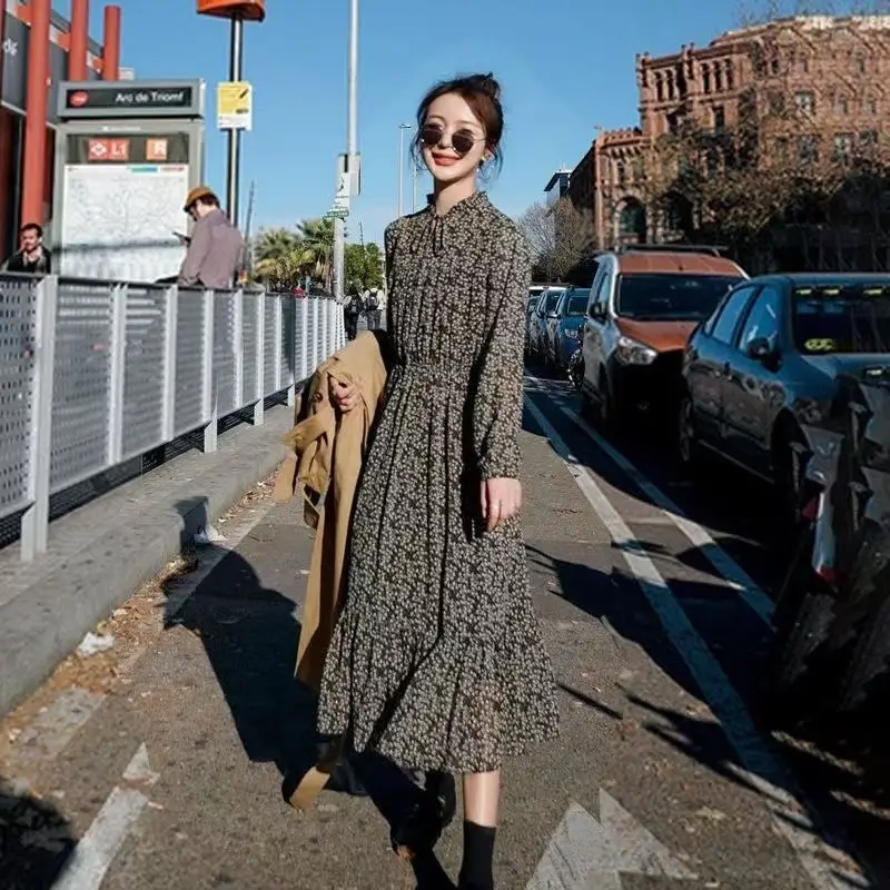 

2023 New Arrival Fashion Elegant Autumn and Winter Dress Office Lady Outwear Work Dress Women Spring Casual Midi Dress V309