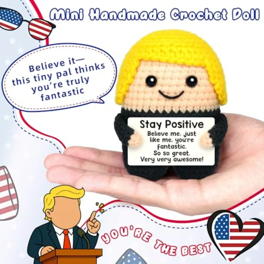 مضحك صغير إيجابي الكروشيه الحيوان هدايا للنساء الرجال بوس يوم هدايا عيد ميلاد له المراهقين بنين ابن زميل العمل عيد الميلاد Stocki