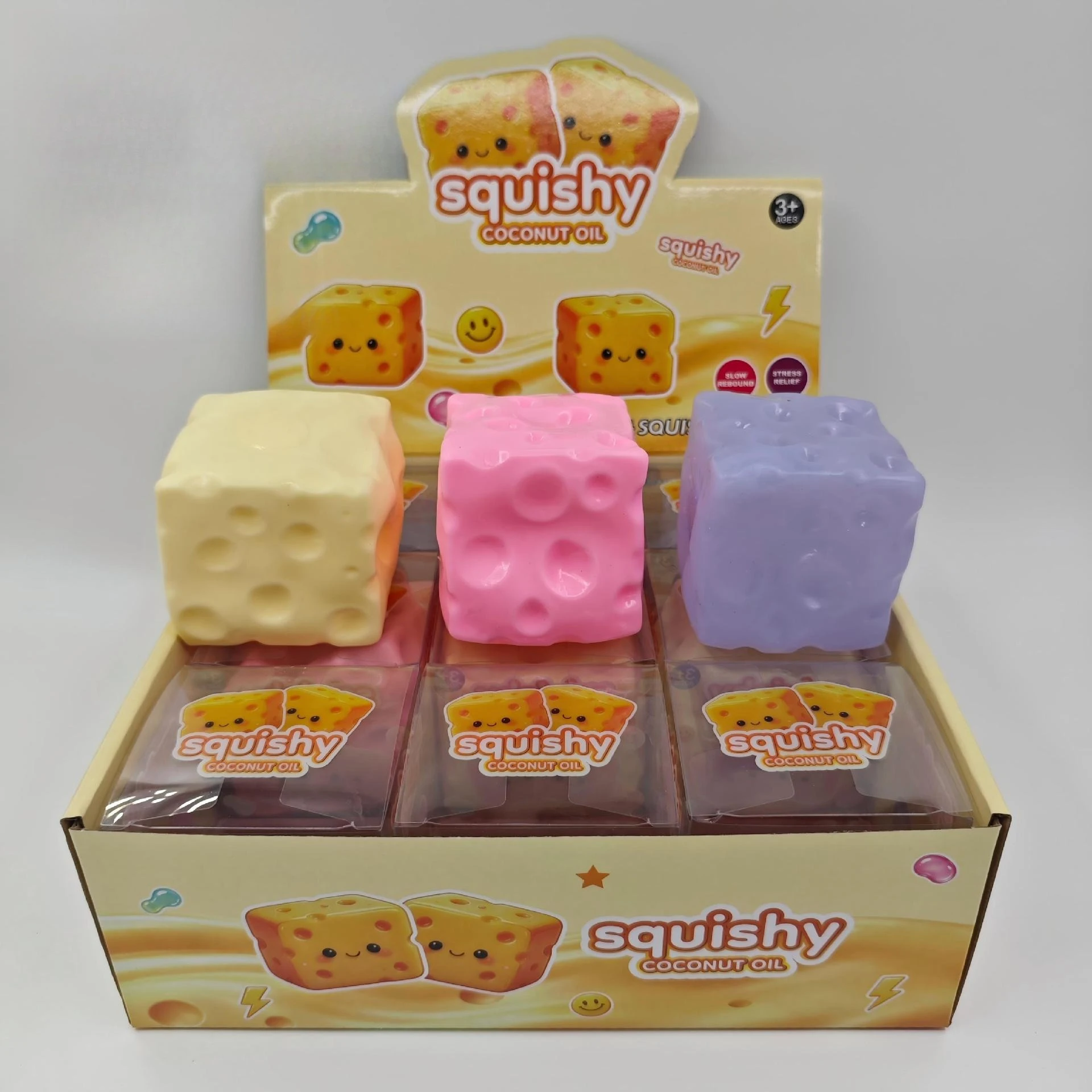 9PCS Coconut Oil Vaseline Cheese Squishy, 7CM Moldable Stress Relief Squeeze Vent Fidget Toy