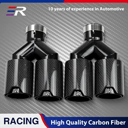 ER Exhaust tips Double Outlet Universal Upgrade Stainless Steel Glossy Carbon Fiber Muffler nozzles performance for BMW
