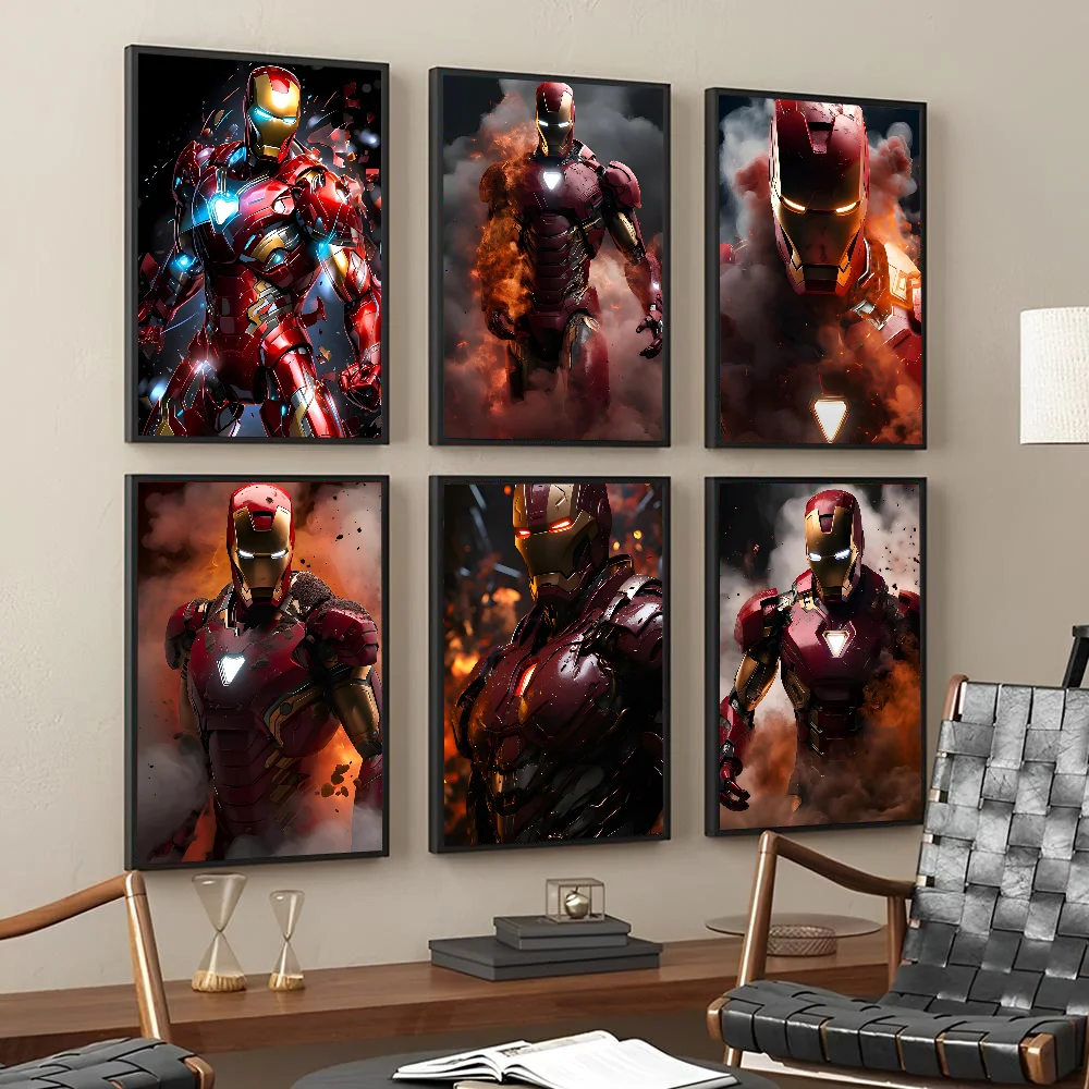 Iron Man M-Marvel  Poster Stickers Living Room Bedroom Entrance Cafe Wall Art Decoration Painting Room Home Decor