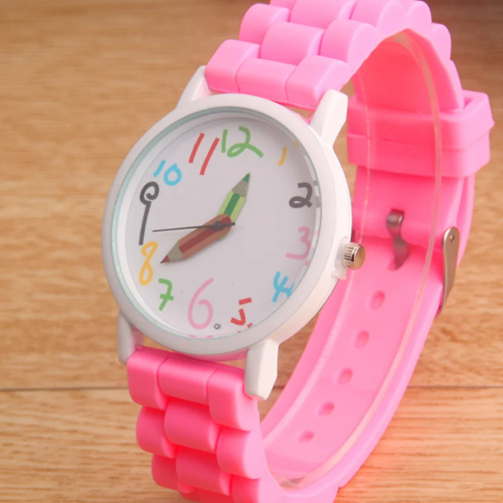 

1 шт., детские кварцевые часы с героями мультфильмов, дизайн, прочный материал, точный хронометраж, идеальный подарок на день рождения, розовый