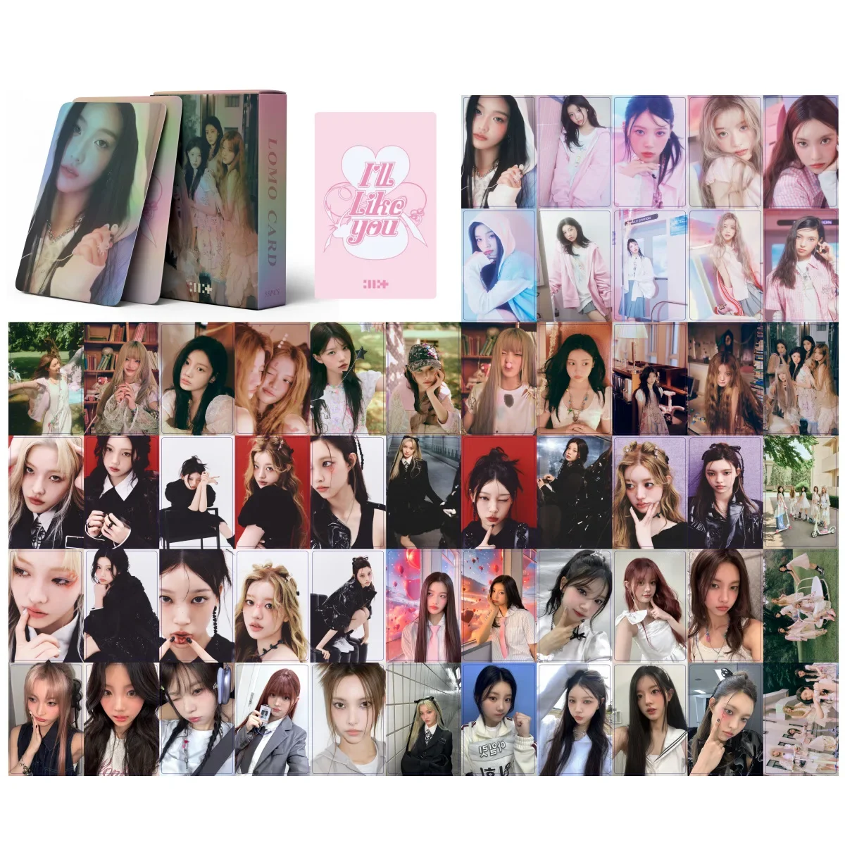 55Pcs Kpop Idol ILLIT Lomo Cards New Album I'LL LIKE YOU High Quality Photocards YUNAH MINJU MOKA IROHA WONHEE Girl Fans Gifts