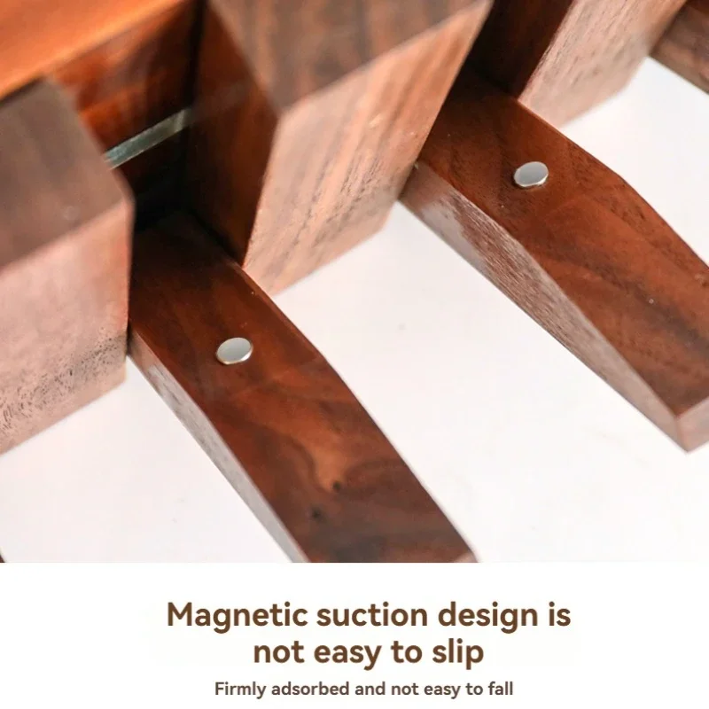 Walnut Creative Coat Rack Wall Mounted Space Saving Clothes Hooks Shelf Hanger Hats Keys Storage for Hallway Entrance Furniture image 5