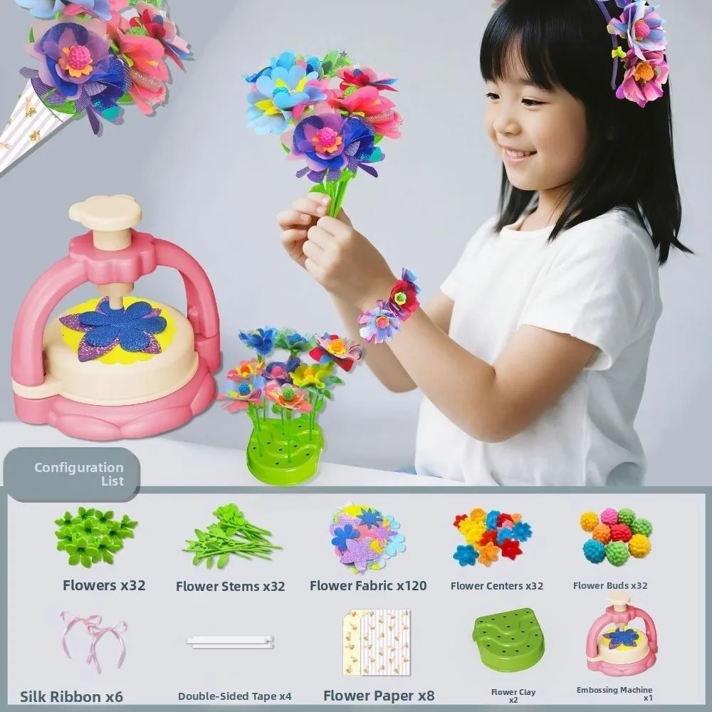 Fabric Material DIY Fabric Flower Bouquets DIY Craft Educational Flower Bouquets Toy Handmade Creative DIY Flower Make Craft Kit