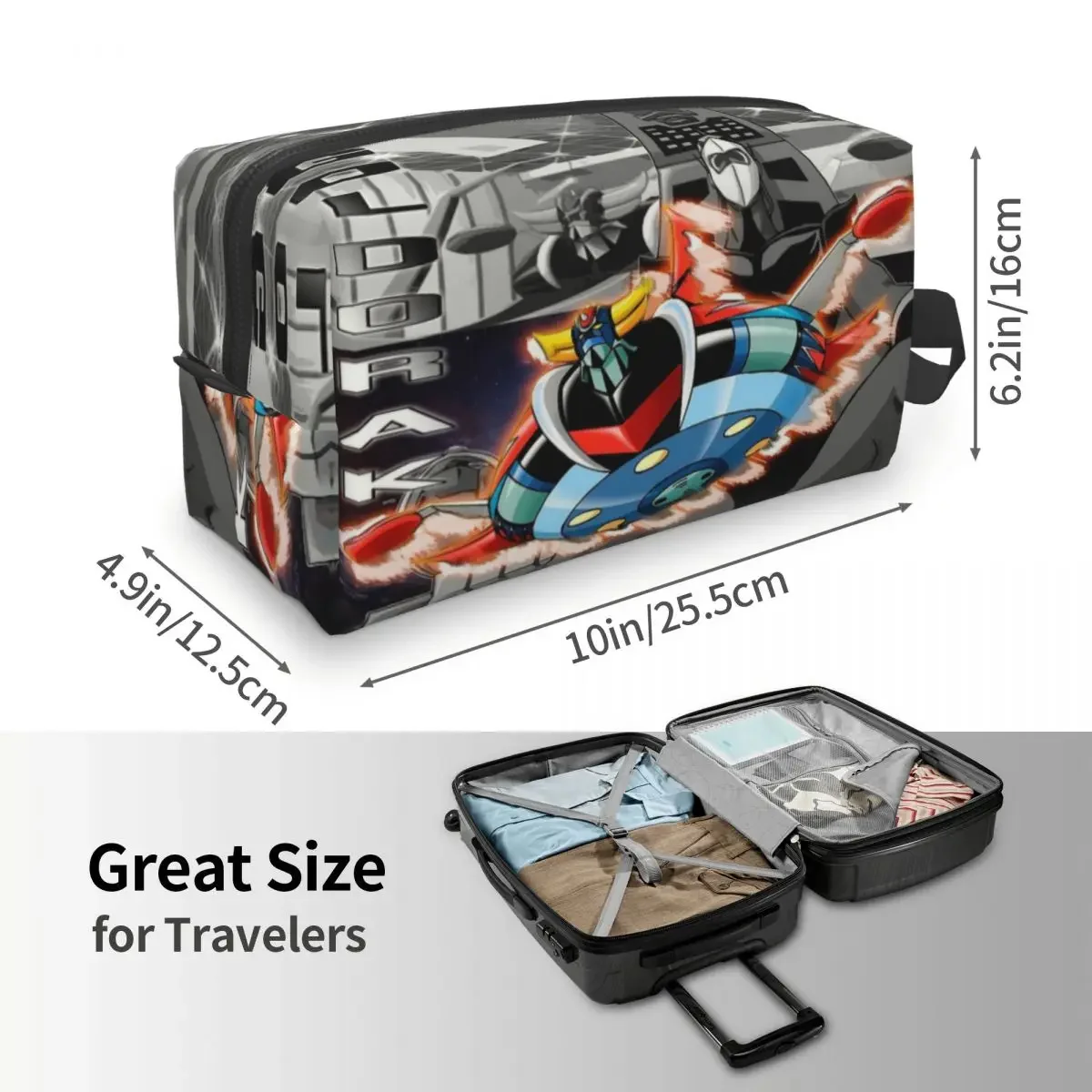 Bolsa de aseo de viaje Goldorak Anime Mazinger Z para UFO Robot grandizer, organizador de maquillaje, Kit de almacenamiento de belleza, Dopp