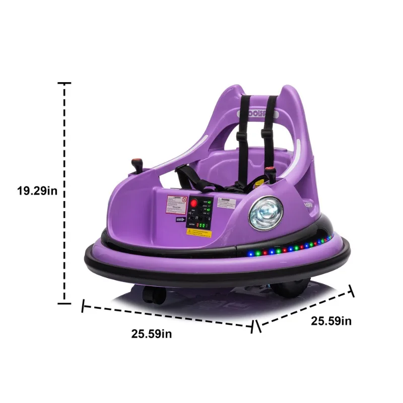 12V ride on bumper car for kids,electric car for kids Remote Control, LED Lights, Bluetooth & 360 Degree Spin