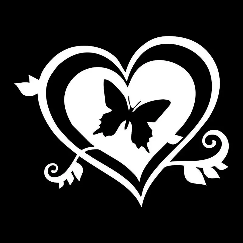 Creative Butterfly&Heart Vinyl Car Stickers Individual  Styling Decal PVC 13.4*10.6CM