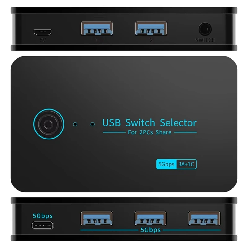 

Новый KVM-коммутатор USB 3.0 с горячими клавишами для ПК, клавиатуры, мыши, принтера, 2 ПК, 4 устройства, общедоступный контроллер, 5 Гбит/с [No.3 Elnic]