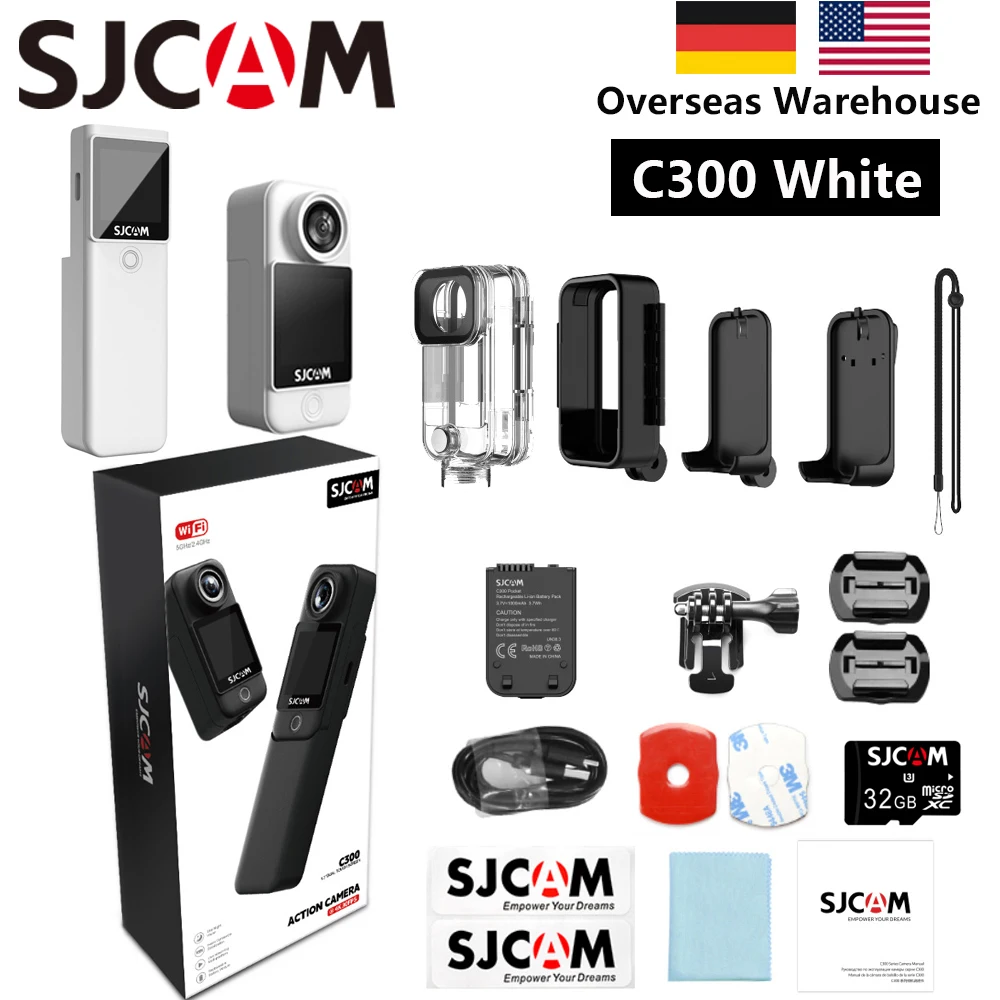 SJCAM C300 Pocket Action Camera Vlogging Combo Waterproof with Fixed Bracket Long Battery Professional Shooting Fast Delivery