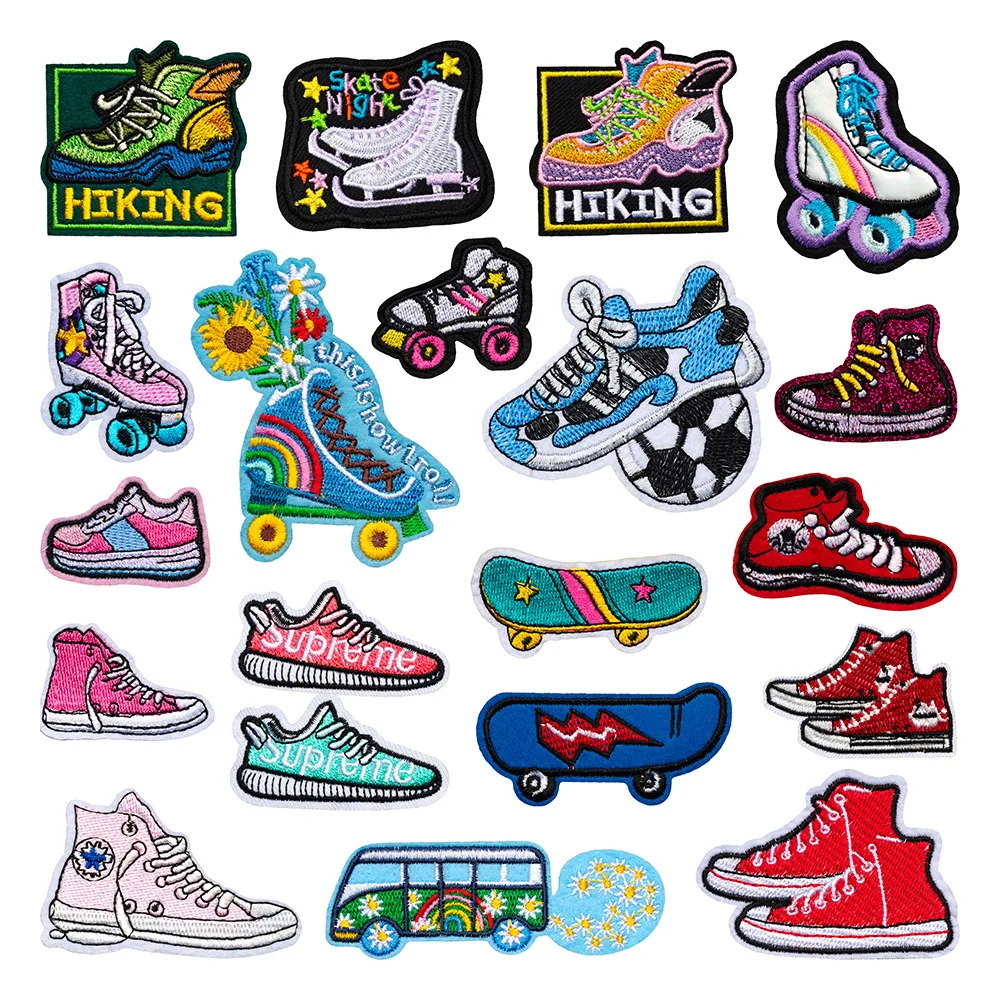 

Cartoon Skateboarding Sport Series Embroidery Patch Cloth Decorative Accessories Iron on Patches Stickers Appliques Backpack Scp