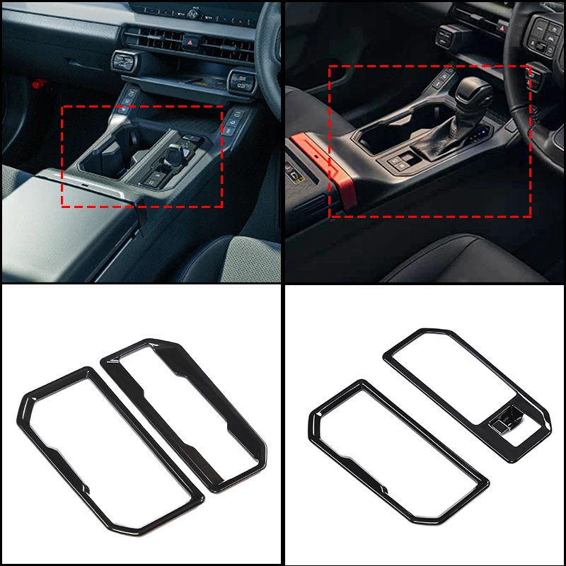 Piano Black ABS Gear Shift Panel Frame Trim for Toyota RAV4 2026+ RHD Right-Hand Drive 2Pcs/Set