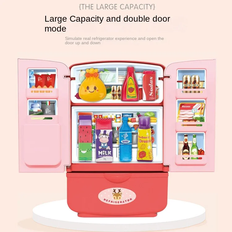 Mini Play House Speelgoed Simulatie Keuken Koelkast Spel Scène Dubbele Deur Huishoudapparaat Speelgoed Accessoires Kinderen Cadeau