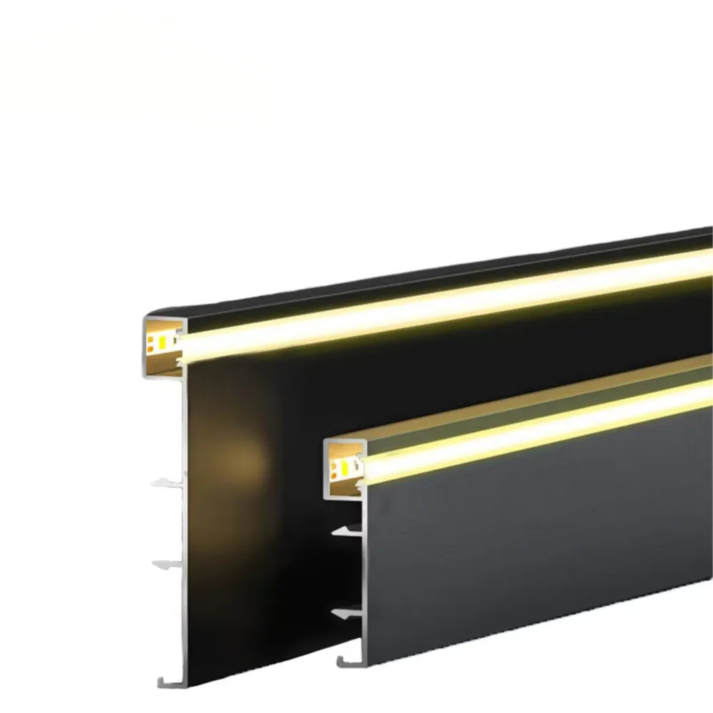 

Modern LED Strip Profile Aluminum Alloy Metal Baseboard - LED Lighted Kick Plate for Home Interior & Living Room Decoration