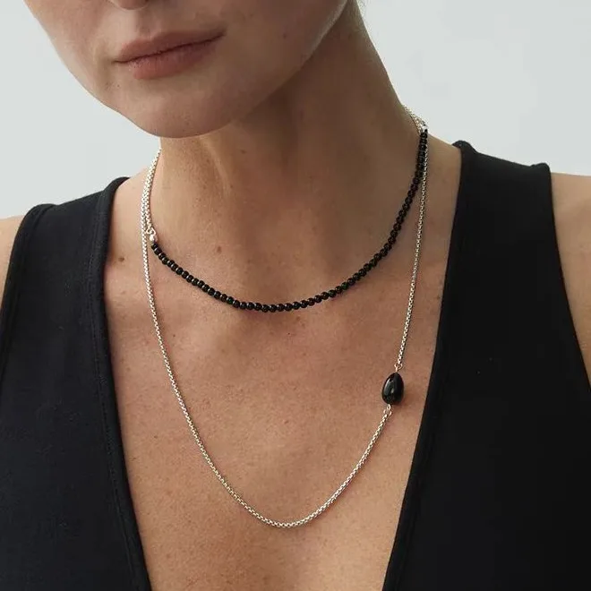 

Jenny&dave Splicing Black Agate Necklace, Female Niche Design Collarbone Chain Temperament Jewelry Necklace Necklaces For Women