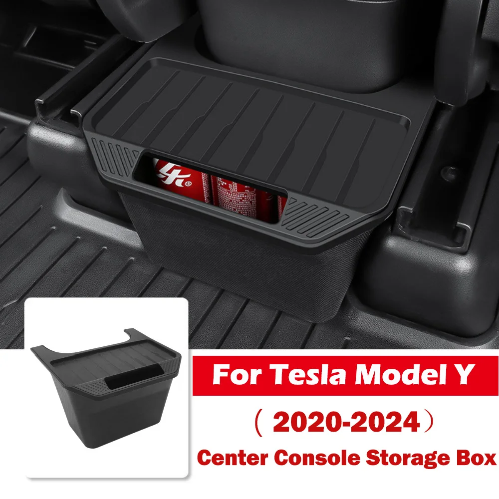 

Rear Center Console Storage Box with Anti-Slip Lid for Tesla Model Y 2020-2024,Organizer Under Seat Organizer Tray Storage Box