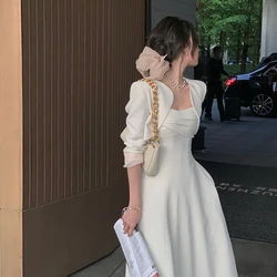 Robe mi-longue décontractée blanche élégante pour femmes, bretelles spaghetti, robe trapèze vintage, mode de fête, robe de Rhéducative, vêtements d'été, nouveau