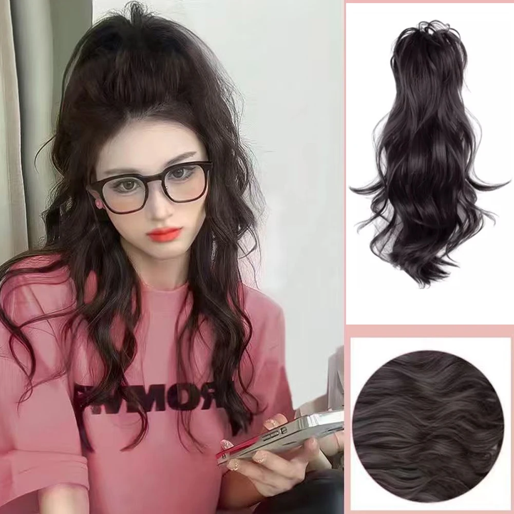 Horsetail Wig Female Simulation Hair Grab Clip Waterfall Half Tied Hair High Ponytail Wig Piece Fluffy Wig Ponytail Wig