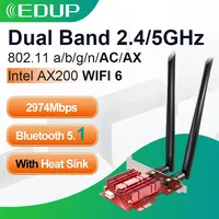 EDUP 3000Mbps WiFi 6 PCI Express Bluetooth 5.1 Adapter Dual Band 2.4G/5GHz 802.11AC/AX Intel AX200 PCIe Wireless Network Card